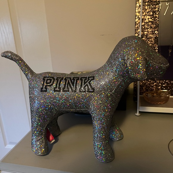 Victoria's Secret PINK Display Stuffed Dog Iridescent Glitter Large - Picture 4 of 5